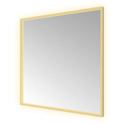Spiegel Hotbath &MORE 80x80 cm LED-Verlichting Spiegelverwarming Vierkant Geborsteld Messing PVD Spiegel Hotbath &MORE 80x80 cm LED-Verlichting Spiegelverwarming Vierkant Geborsteld Messing PVD