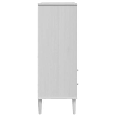 Hoge kast SENJA rattan-look 90x40x112 cm massief grenenhout wit