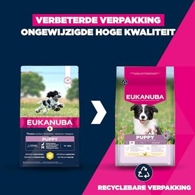 Eukanuba Puppy Medium kip hondenvoer 2 x 15 kg Eukanuba Puppy Medium kip hondenvoer 2 x 15 kg