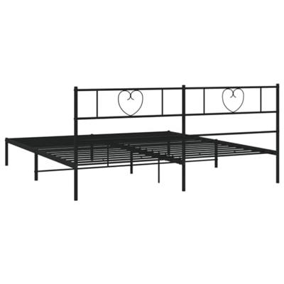 Bedframe met hoofdbord metaal zwart 193x203 cm