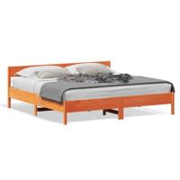 Bedframe zonder matras massief grenenhout wasbruin 180x200 cm - thumbnail