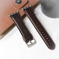 By Qubix - Retro leren bandje - Donkerbruin - Compatible met Apple Watch 38mm / 40mm / 41mm / 42mm - Compatible Apple watch bandjes - thumbnail
