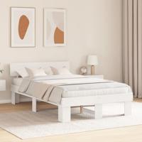 Bedframe met hoofdeinde Wit 135 x 190 cm Massief grenenhout - thumbnail