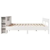 Bed met boekenkast zonder matras grenenhout wit 200x200 cm - thumbnail