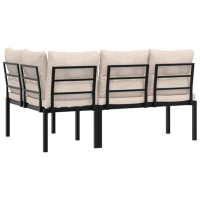 Tuinbanken met kussens 2 st gepoedercoat staal zwart