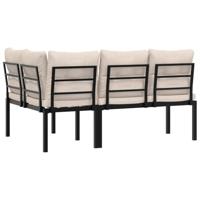 Tuinbanken met kussens 2 st gepoedercoat staal zwart - thumbnail