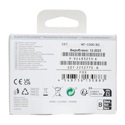 Sony WF-C500 True Wireless Headphones (tot 20 uur batterijduur met oplaadcase - compatibel met spraakassistent, ingebouwde microfoon voor telefoongesprekken, Bluetooth) zwart