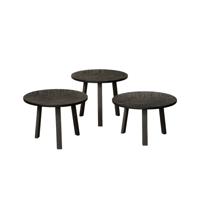 RENEW Bijzettafel 'Lazio' Teakhout, Set van 3 stuks, kleur Zwart - thumbnail