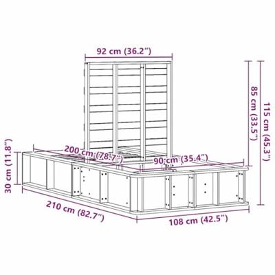 Bedframe met opslag Wit 100 x 200 cm Massief grenenhout Bedframe met opslag Wit 100 x 200 cm Massief grenenhout