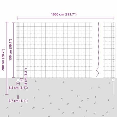 VidaXL Hek met paal groen 1,5 x 10 m staal