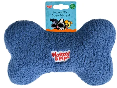 Hondenspeelgoed bot pluche+piep 30cm blauw