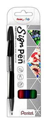 Pentel Sign Pen S520, blister van 4 stuks in geassorteerde kleuren