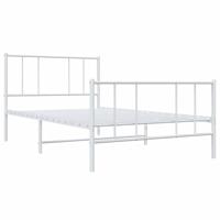 Bedframe met hoofd- en voeteneinde metaal wit 75x190 cm - thumbnail