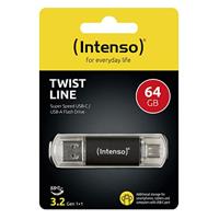Intenso Twist Line USB-stick 64 GB Antraciet 3539490 USB-A, USB-C, USB-A 3.1 Gen 1 - thumbnail
