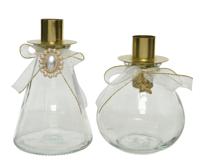Kandelaar Glas Parel Goud 13cm Assorti 1st - thumbnail