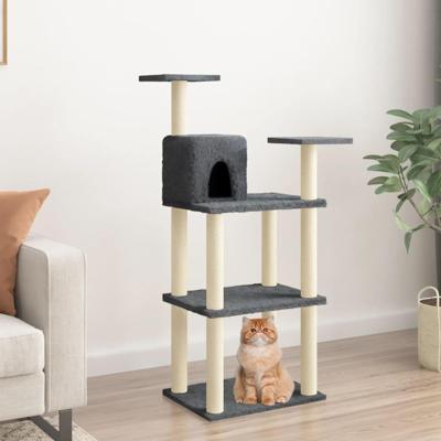 Kattenkrabpaal met sisal krabpalen 119 cm donkergrijs