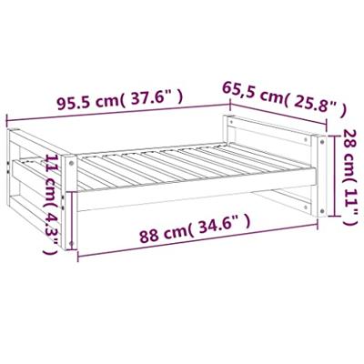 Hondenmand 95,5x65,5x28 cm massief grenenhout wit - thumbnail