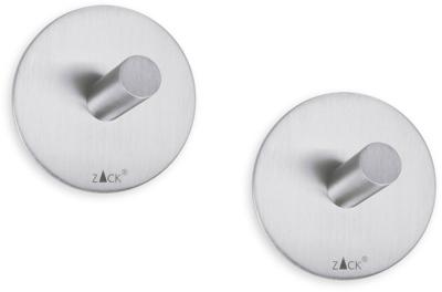Zack Peco handdoekhaak 4.5x4.5cm rond zelfklevend Mat Geborsteld RVS set van 2 40306