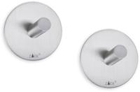 Zack Peco handdoekhaak 4.5x4.5cm rond zelfklevend Mat Geborsteld RVS set van 2 40306 - thumbnail