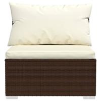 4-delige Loungeset met kussens poly rattan bruin - thumbnail