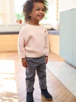 Molton babybroek met ruitjes donkerblauw geruit - thumbnail