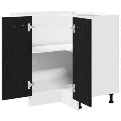 Zwarte Eiken Hoek Onderkast - 75,5 x 75,5 x 81,5 cm, Gemaakt van Geëngineerd Hout