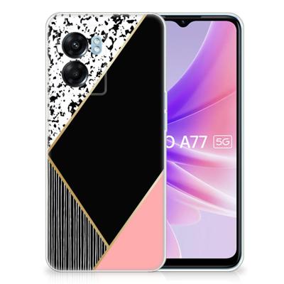 OPPO A77 | A57 5G | TPU Hoesje | Zwart Roze Vormen OPPO A77 | A57 5G | TPU Hoesje | Zwart Roze Vormen