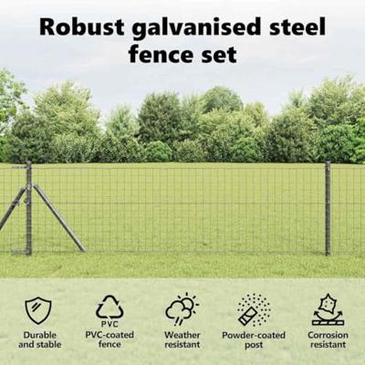 VidaXL Hek met paal grijs 0,8 x 25 m staal en pvc VidaXL Hek met paal grijs 0,8 x 25 m staal en pvc