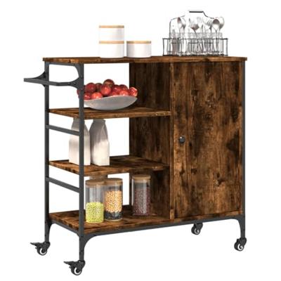 Keukentrolley 87,5x38,5x84,5 cm bewerkt hout gerookt eikenkleur