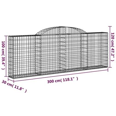 Schanskorven 15 st gewelfd 300x30x100/120 cm ijzer