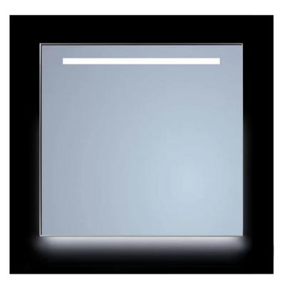 Spiegel Sanicare Q-Mirrors 85x70 cm Vierkant Met Aan De Bovenkant & Onderzijde LED Warm White, Omlijsting Mat Zwart incl. ophangmateriaal Zonder