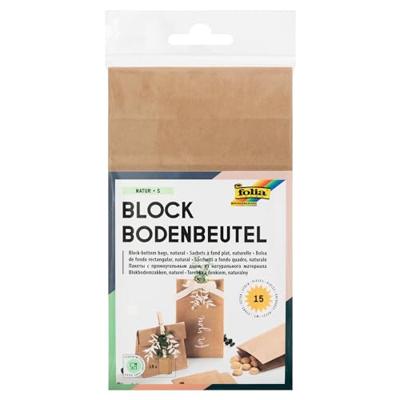 Folia papieren zak, 100 x 55 x 175 mm, pak van 15 stuks, kraft