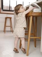 Kort luipaardje in katoenen gaas voor baby's vanille - thumbnail