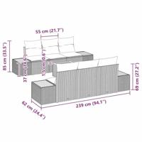 7-delige tuinset met kussens in beige poly rattan en acacia - thumbnail