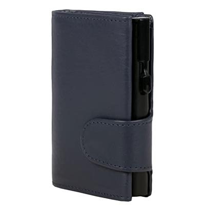 Juscha JU-961202 Pasjeshouder Clicksafe RFID Kunstleer BL/ZW 8 Pasjes Met Opbergvak Voor Muntgeld