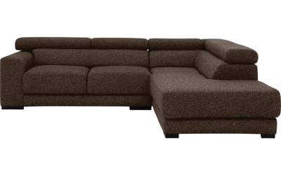 Goossens Bank Nora bruin, stof, 2-zits, stijlvol landelijk met ligelement rechts