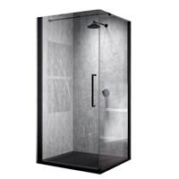 Douchecabine Novellini Young G+F met Draaideur Helder Glas 60x200 cm Mat Zwart Profiel - thumbnail