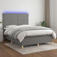 Boxspring met matras en LED stof donkergrijs 140x190 cm - thumbnail