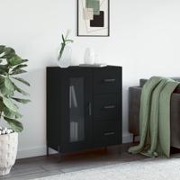 Dressoir 69,5x34x90 cm bewerkt hout zwart - thumbnail