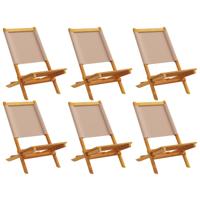 Tuinstoelen 8 st inklapbaar stof en massief hout taupe - thumbnail