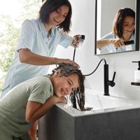 Hansgrohe Wastafelkraan Finoris 230 2 Jets Met Uittrekbare Vuistdouche Met PushOpen Mat Zwart - thumbnail