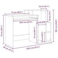 Bureau met Opbergruimte Zwart Eiken 120,5 x 44 x 88,5 cm - thumbnail