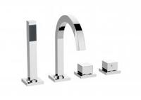 Wiesbaden Rombo 4-gats badrandthermostaat chroom afbouwset - thumbnail