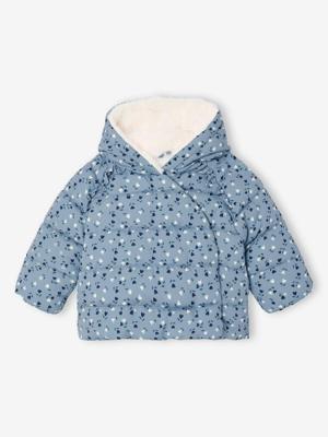 Asymmetrisch donsjack met voering baby grijsblauw