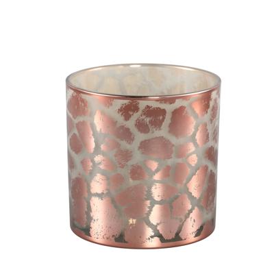 Windlicht Desiree Giraffeprint 15 cm Glas/Roze