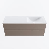 MONDIAZ VICA 130cm badmeubel onderkast Smoke 2 lades. Wastafel CLOUD rechts 1 kraangat, kleur Talc. - thumbnail