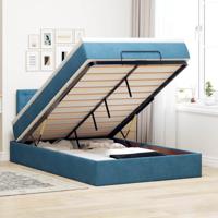 Ottoman bed met matras 120x200cm fluweel donkerblauw - thumbnail