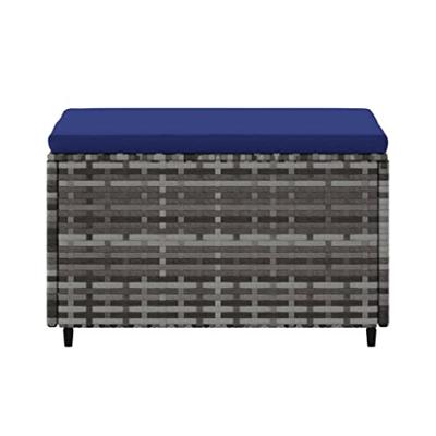 Voetensteunen 2 st met kussens poly rattan grijs - thumbnail