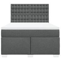 Boxspring met matras stof donkergrijs 140x190 cm - thumbnail