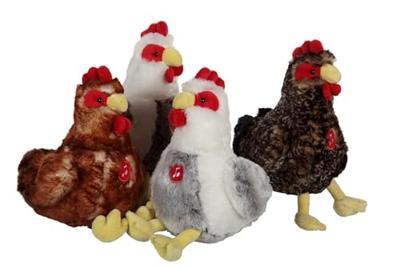 Pluche kip - GIPSY TOYS - Met geluid - 22 cm - Wit/grijs